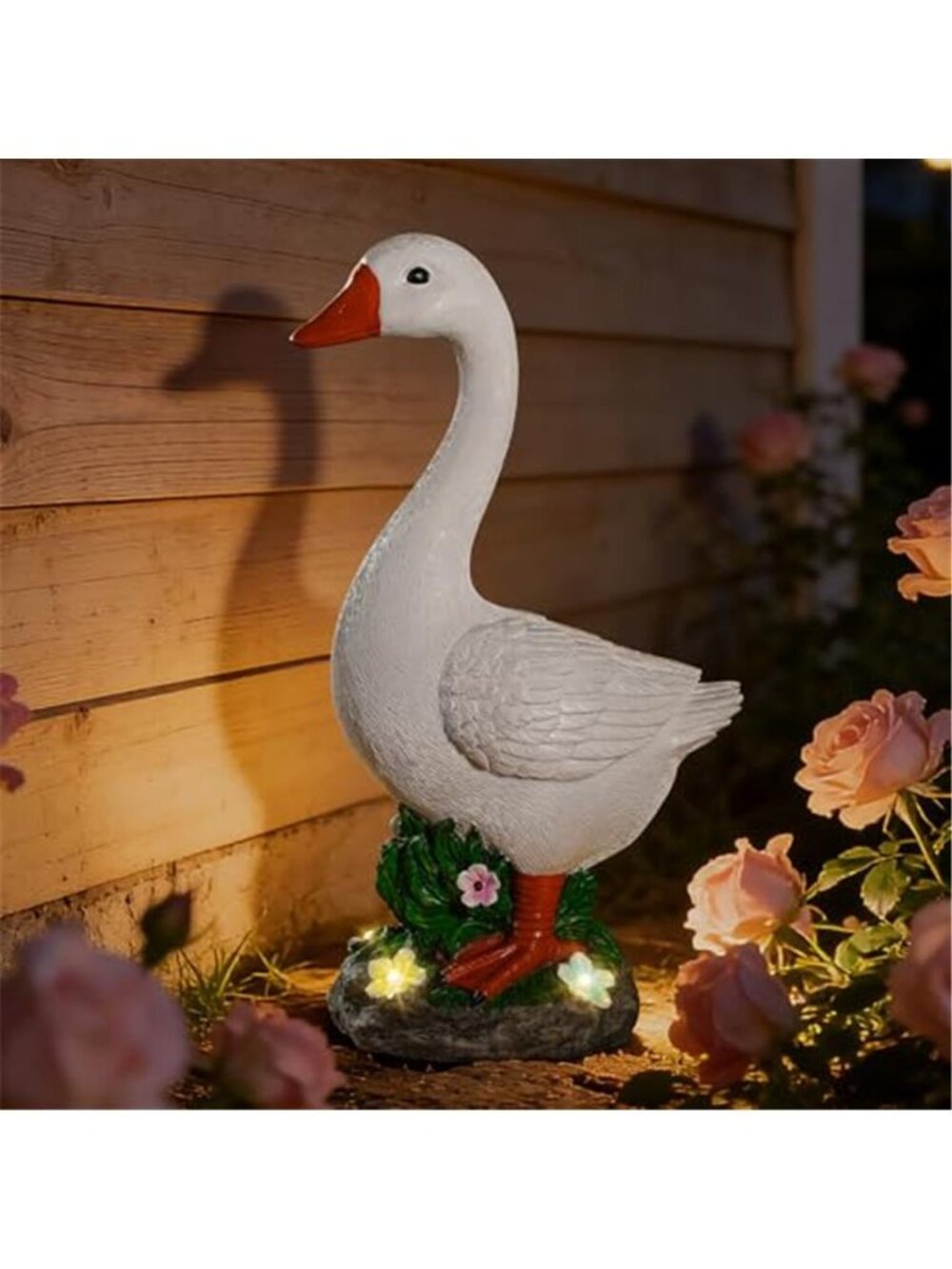20 Inch Porch Goose Statue with Solar Garden Light Realistic Hand-Painted - Picture 2 of 5